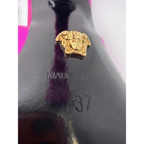 Versace Crystal Square Toe Slingback Heels Pink SZ 37 EU New No Box - Picture 7 of 7
